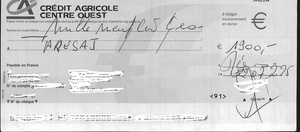 Don anonyme d'un chèque de 1 900 euros